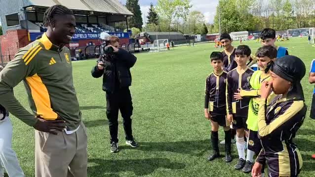 Andre Onana of Aston Villa mentoring Birmingham Impact FC players